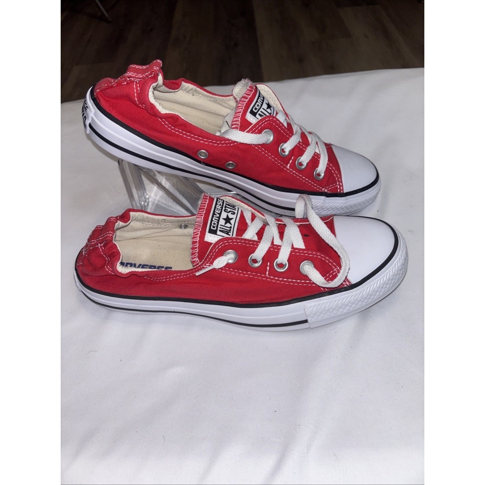 Converse All Star Shoreline Red Slip On Sneakers Women 9 Canvas Low Chuck Taylor